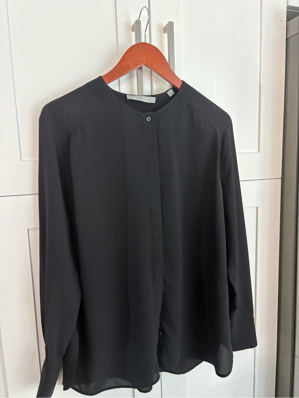 Vince Black Silk Button-Front Blouse - Picture 2 of 10